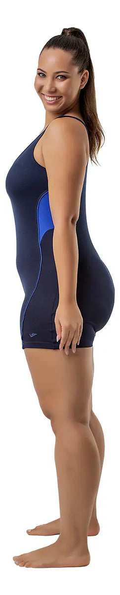Malla Natación Entera Dama Anticloro Elite - Azul L