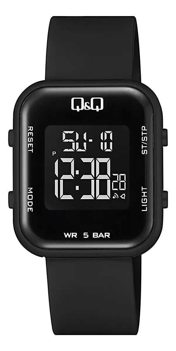Reloj Digital Q&q Silicona Dama 34mm M207j002y - Negro