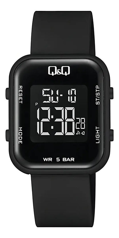 Reloj Digital Q&q Silicona Dama 34mm M207j002y - Negro