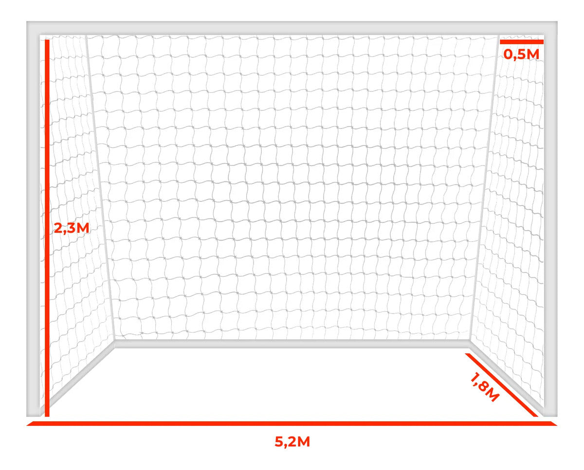 Red X2 De Fútbol 4mm Nylon 5.2x2.3m Uv Gismar - Blanco