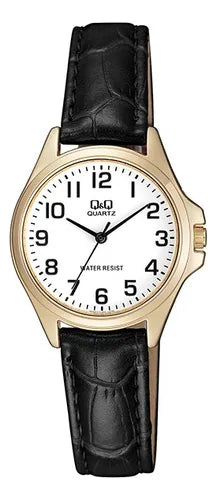Reloj Q&q Cuero Dama 30mm Qa07j104y - Negro
