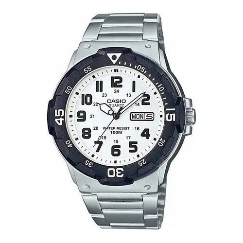 Reloj Casio Metal Esfera Blanca - Plateado Blanco Negro