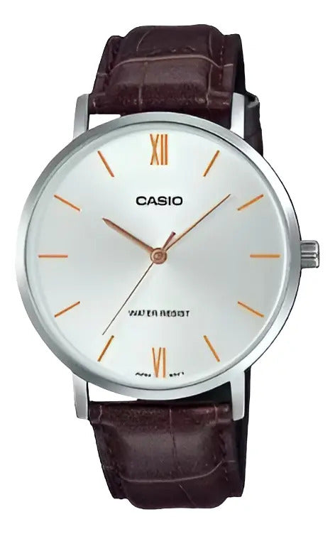 Reloj Casio Cuero Hombre 40mm Mtp-vt01l7b2 - Marrón