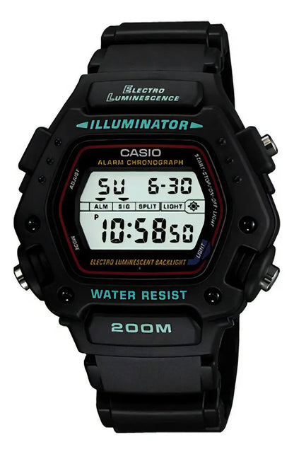 Reloj Digital Casio Crono Alarm/tmr Ill Dw-290-1v Negro Negro Gris