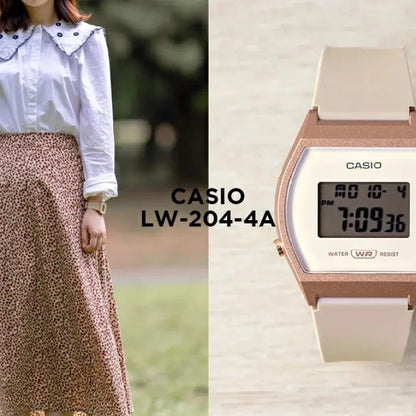 Reloj Casio Lw-204-4a Digital D/hora Crono/alarma Rosa Oro Rosa