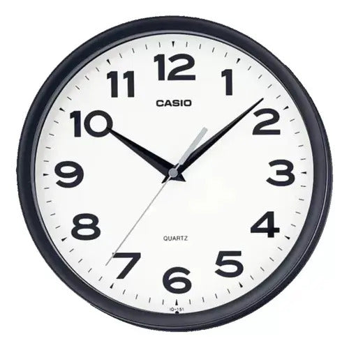 Reloj De Pared Casio Redondo Iq-151-1d - Negro Blanco