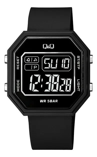 Reloj Digital Q&q Silicona Hombre 42mm M206j002y - Negro