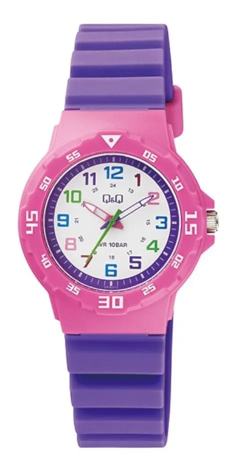 Reloj Q&q Silicona Infantil 33mm Vr19j013y - Blanco