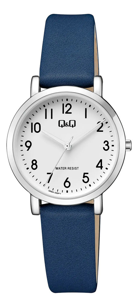 Reloj Q&q Cuero Dama 30mm Q58a-009py - Azul