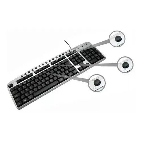 Teclado Multimedia Ps/2 En Español Ripcolor - Negro Y Plateado Español