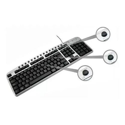Teclado Multimedia Ps/2 En Español Ripcolor - Negro Y Plateado Español