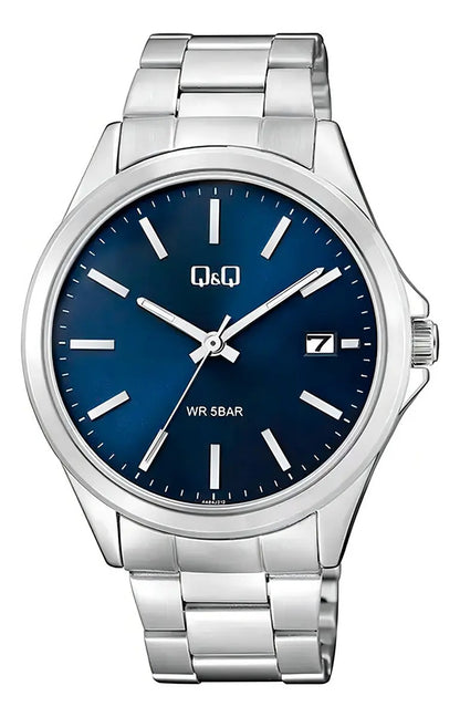 Reloj Q&q Metal Hombre 43mm A484j212y - Plateado Azul