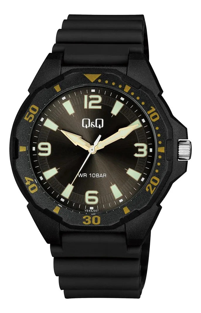 Reloj Q&q Silicona Hombre 43mm Vs44j007y - Negro