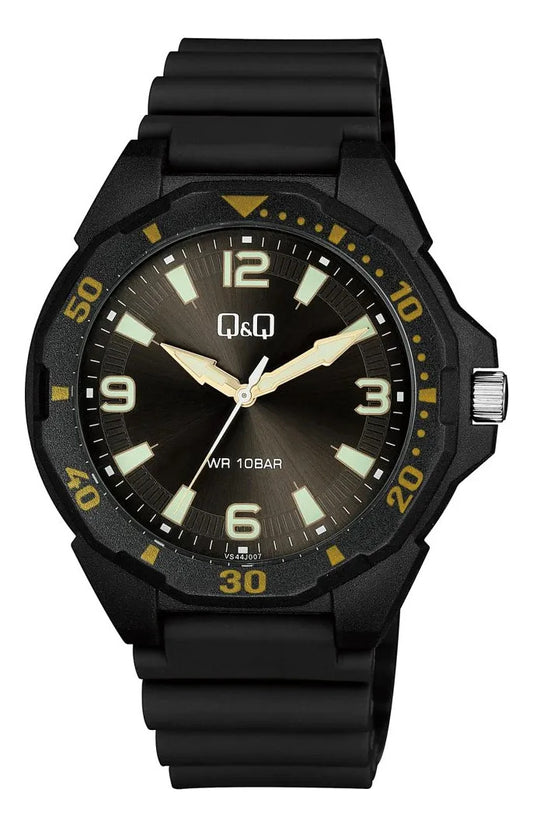 Reloj Q&q Silicona Hombre 43mm Vs44j007y - Negro