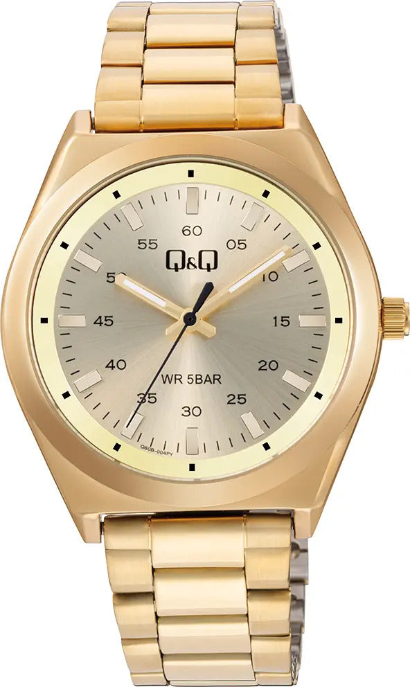 Reloj Q&q Metal Hombre 40mm Q80b-004py - Dorado