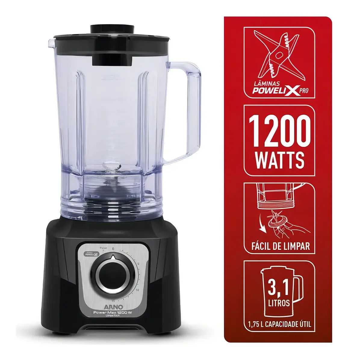 Licuadora Arno Power Max 3.1lts 1200w - Negro
