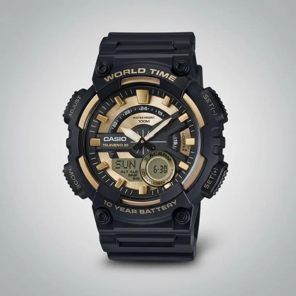 Reloj Casio Silicona 52mm Aeq-110bw-9a - Negro