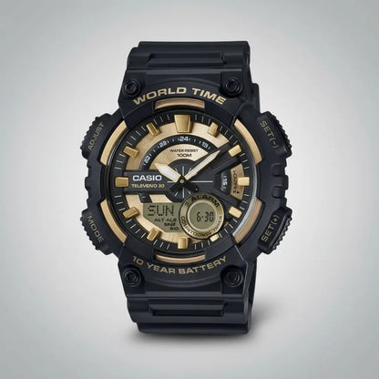 Reloj Casio Silicona 52mm Aeq-110bw-9a - Negro