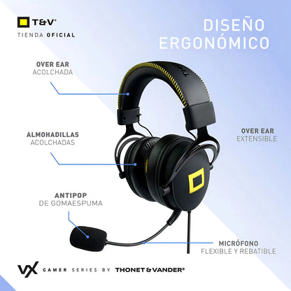 Auriculares Gamer C/mic Thonet & Vander Vx730 - Negro