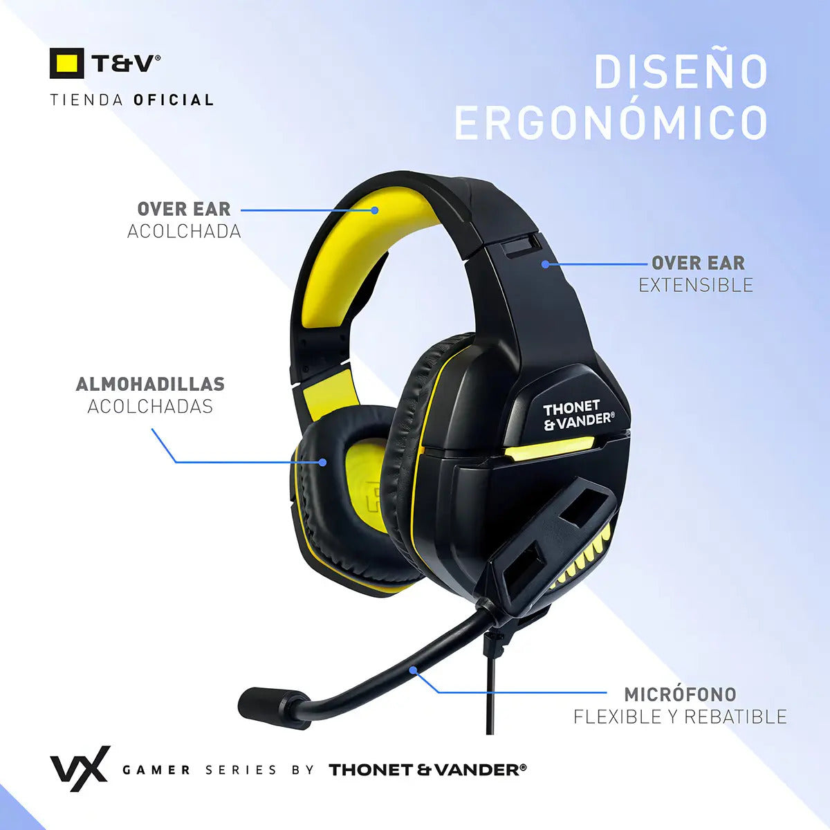 Auriculares Gamer Vx75 Thonet & Vander Mic Flexible Negro