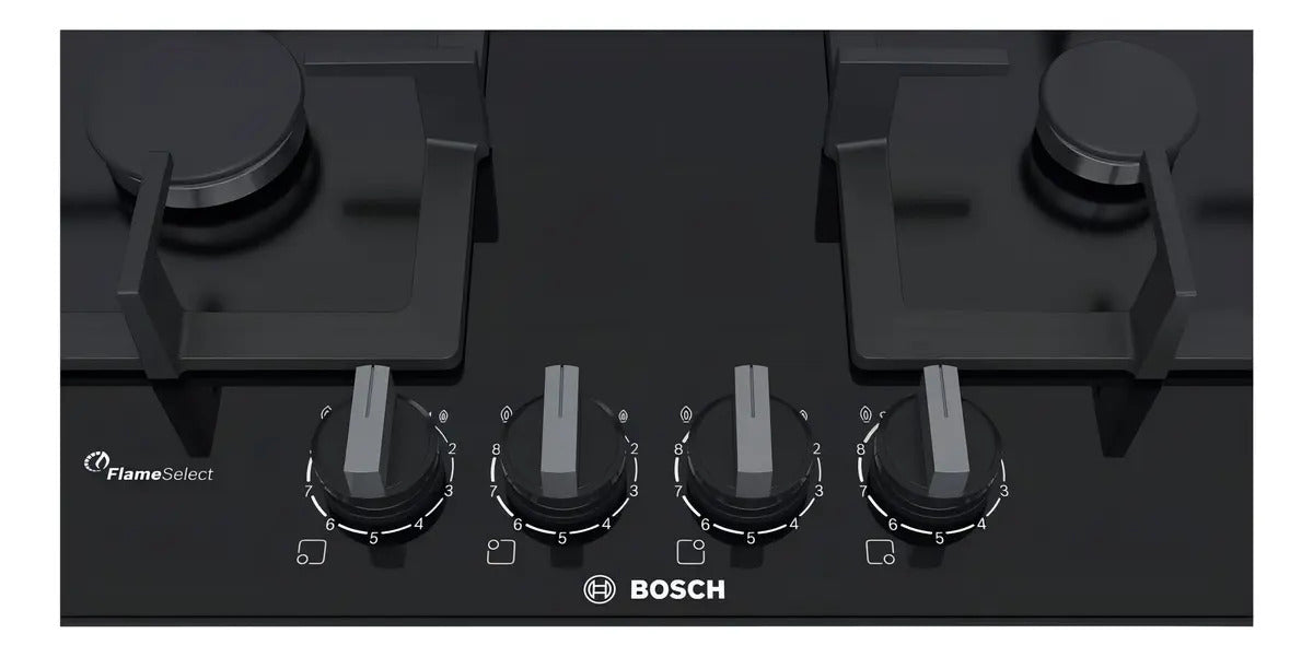 Anafe De Vidrio Super Gas Bosch 4 Hornallas - Negro