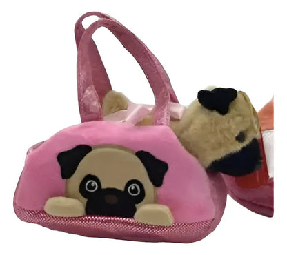 Peluche Cartera Con Perro Mascota - Beige