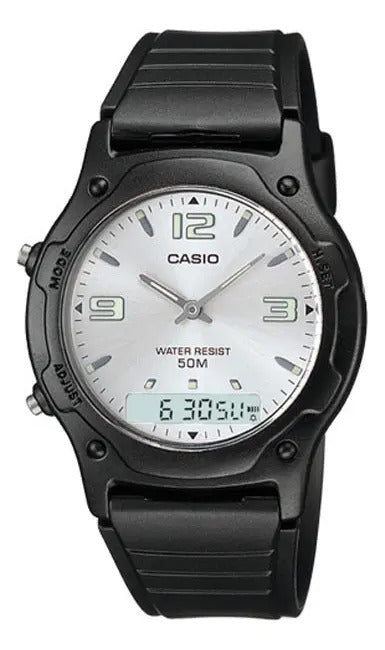 Reloj Casio Dual Silicona - Aw-49he-7avdf - Negro Blanco