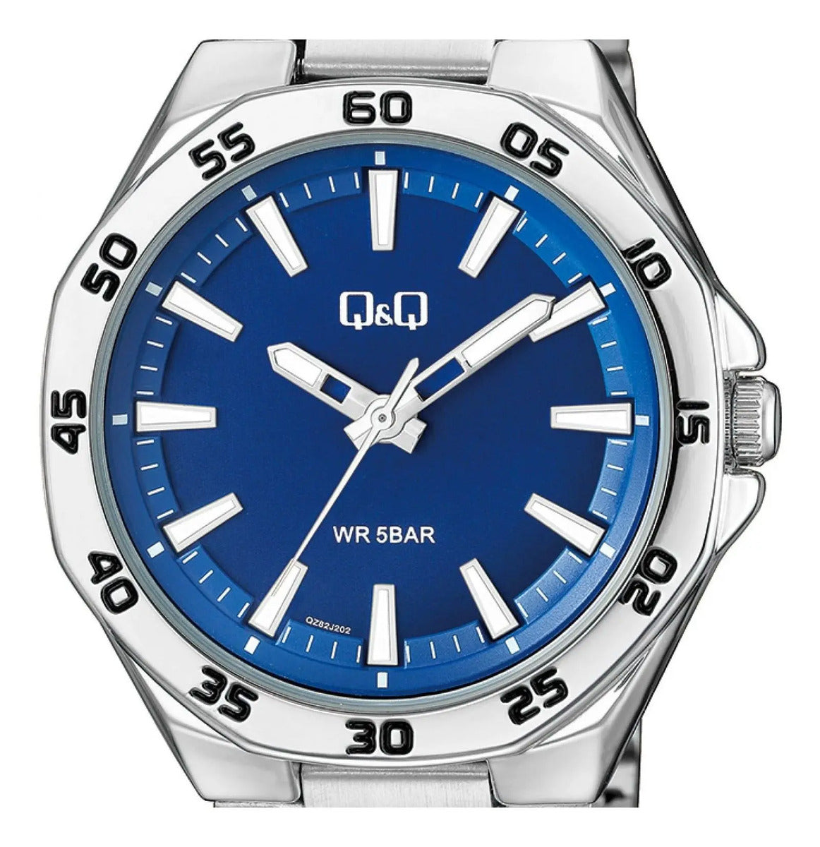 Reloj Q&q Metal Hombre 42mm Qz82j202y - Plateado