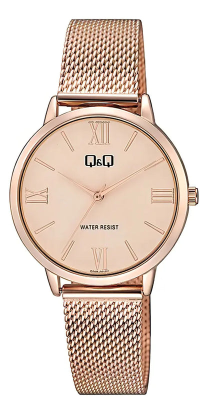 Reloj Q&q Metal Dama 34mm Q26b-001py - Oro Rosa Dorado