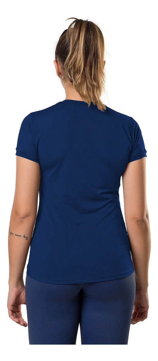 Remera Manga Corta Dama Entrenamiento Fitness Elite Azul S