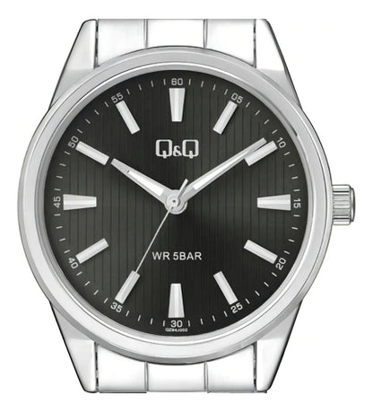 Reloj Q&q Metal Hombre 40mm Qz94j202y - Plateado