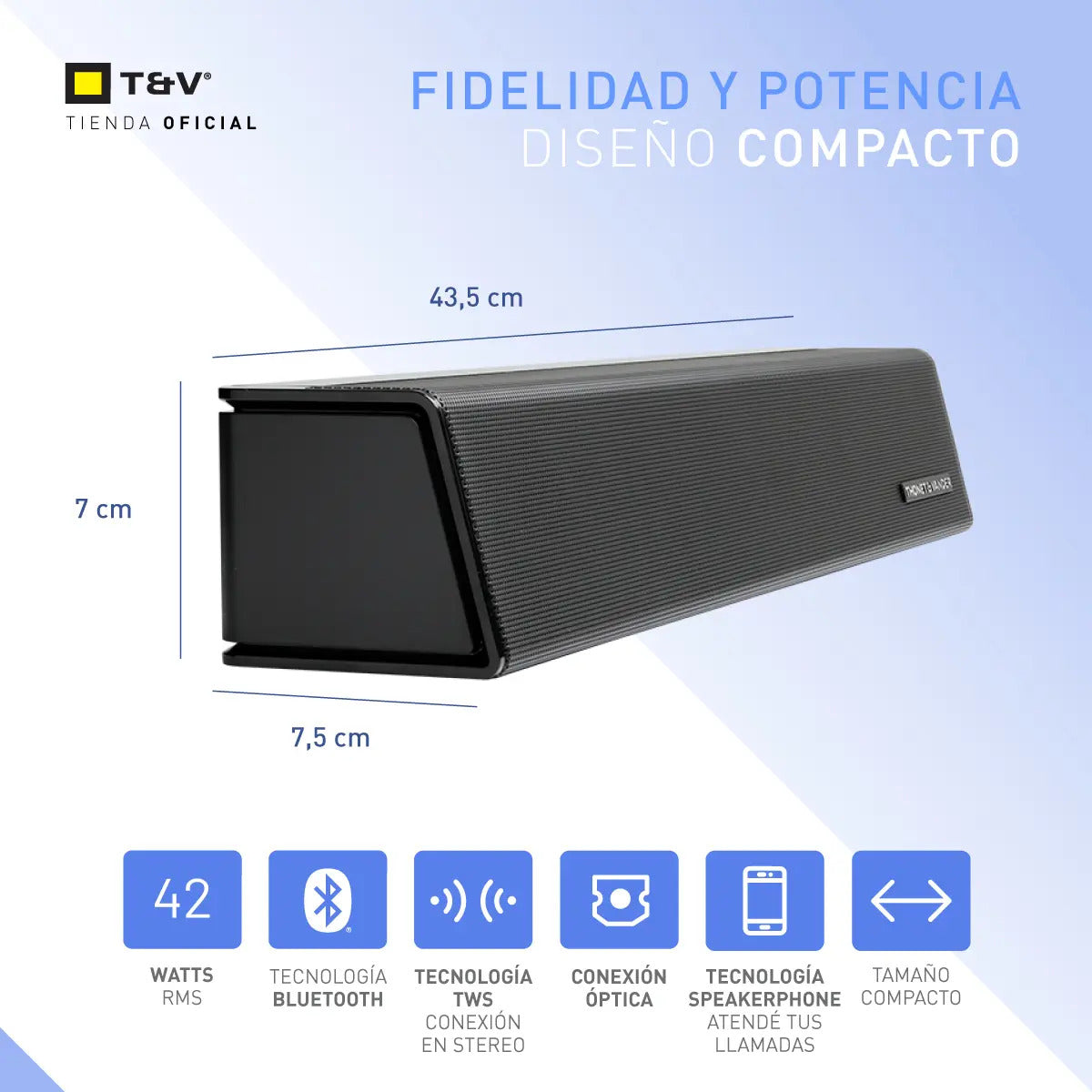 Barra De Sonido Home Theater Thonet & Vander Balken Negro 90hz 20 Khz