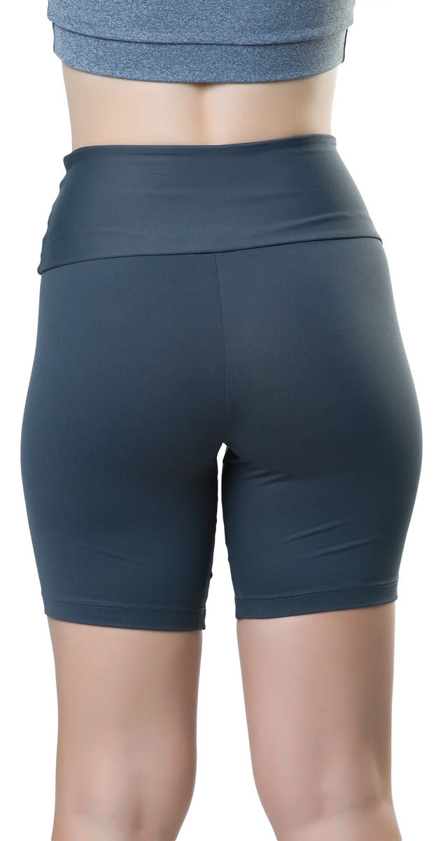 Calza Corta Dama Tiro Medio Deportiva Biker Elite - Gris L