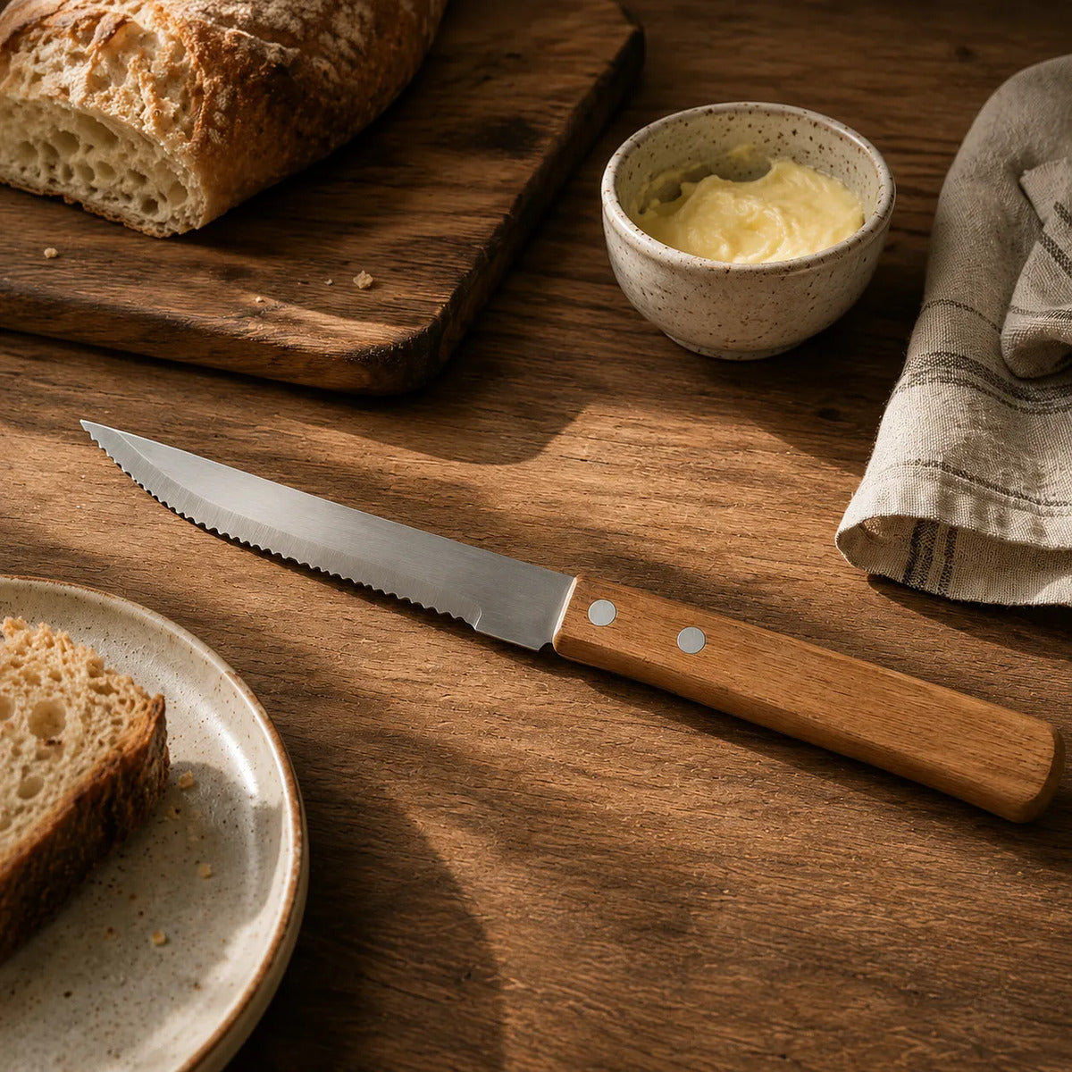 12 Cuchillos De Carne Mango Madera Kutt