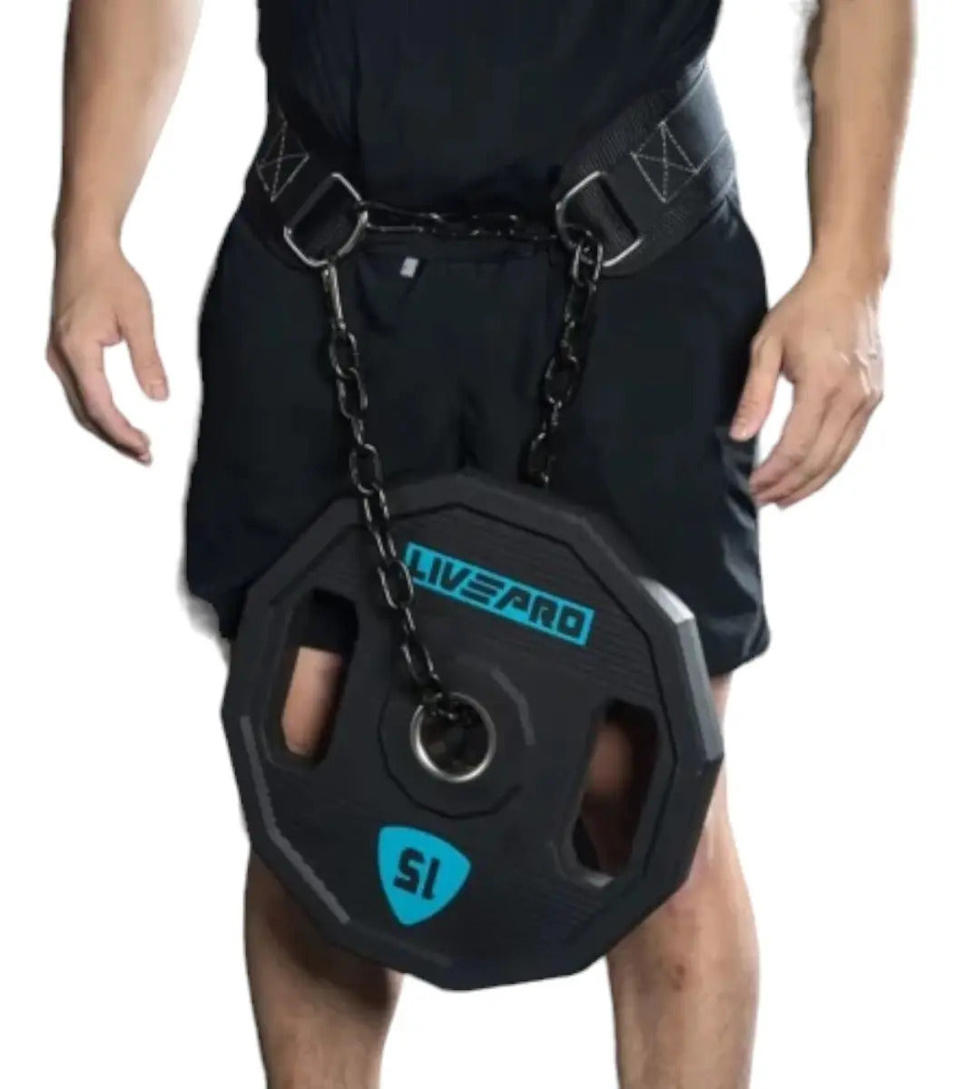 Cinturón Lastre Fondos Con Cadena Gym Pro Livepro Negro