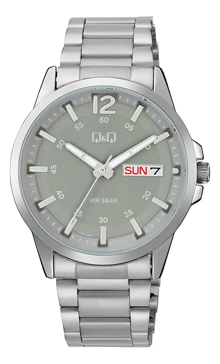 Reloj Q&q Metal Hombre 42mm A36a-002py - Plateado