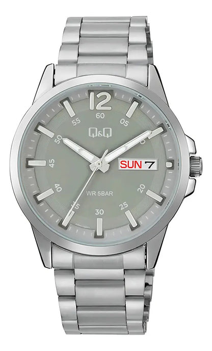 Reloj Q&q Metal Hombre 42mm A36a-002py - Plateado