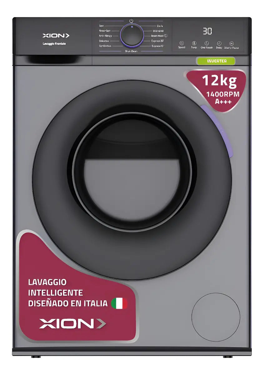 Lavarropas Xion C/frontal 12 Kgs Inverter Xi-lav122 Gris Oscuro