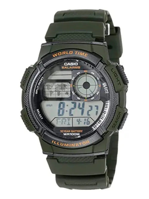 Reloj Casio Digital Silicona Verde Multifunción Verde