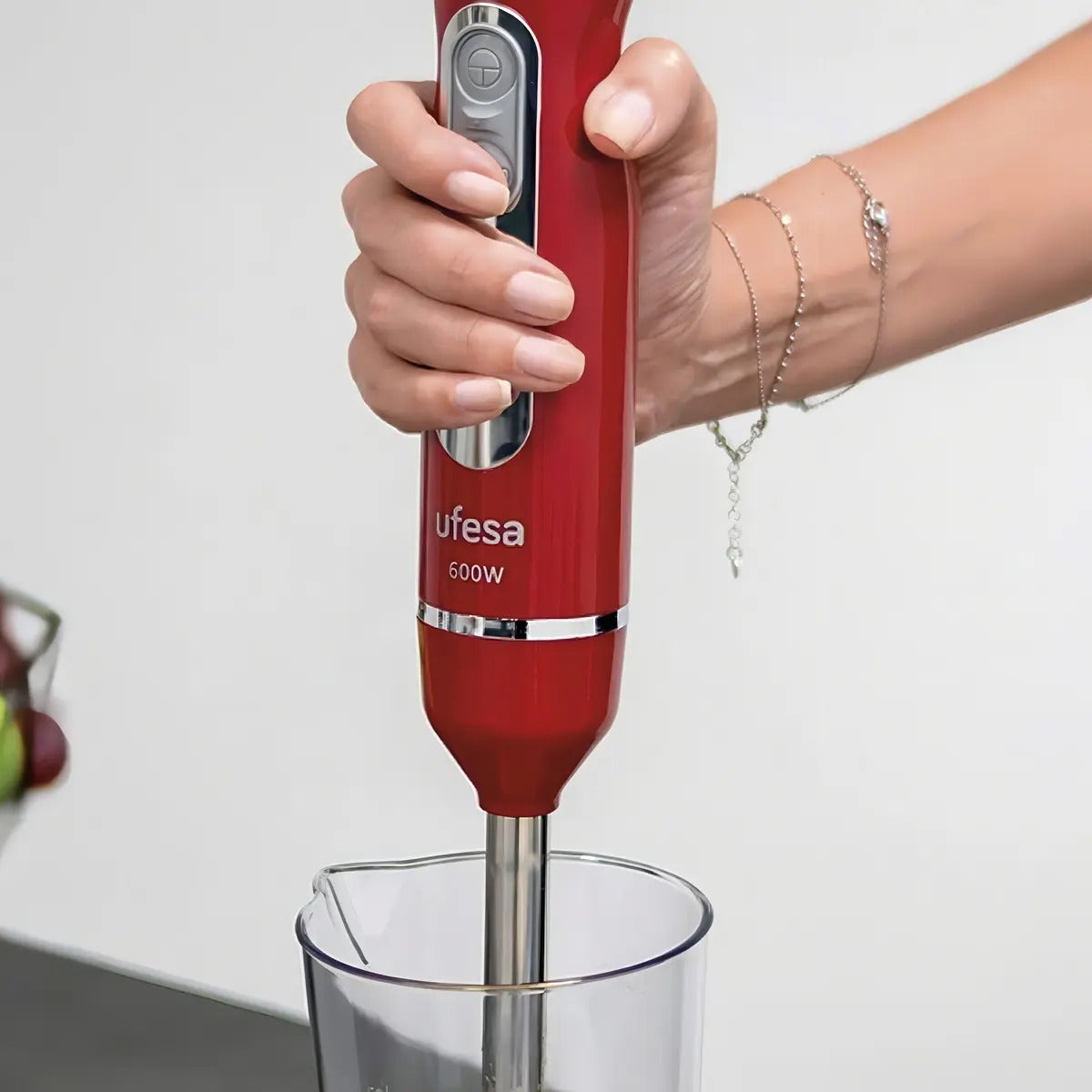 Mixer Ufesa Con Batidor Y Picador 600w Bp3443 - Rojo/acero Inoxidable