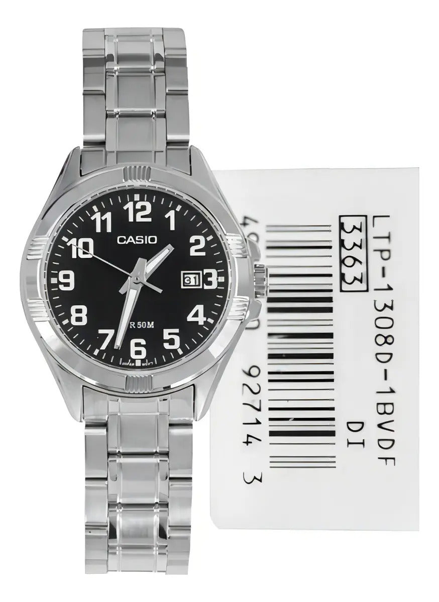 Reloj Casio Metal Dama Ltp-1308d-1b - Plateado Negro