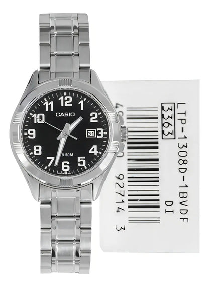 Reloj Casio Metal Dama Ltp-1308d-1b - Plateado Negro