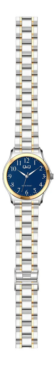 Reloj Q&q Metal Dama 28mm C07a-519py - Plateado Azul