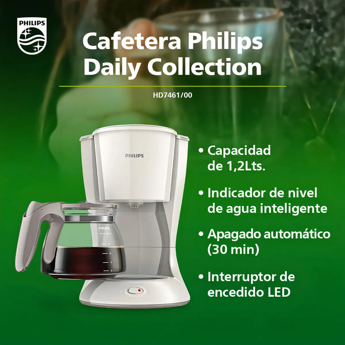 Cafetera De Filtro Philips Jarra Cristal Hd7461 - Silk Beige