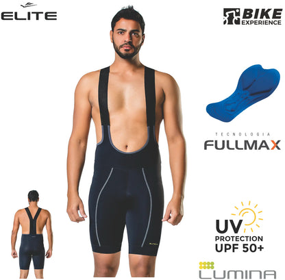Calza Corta Con Tiradores Ciclismo Pro Elite - Negro S