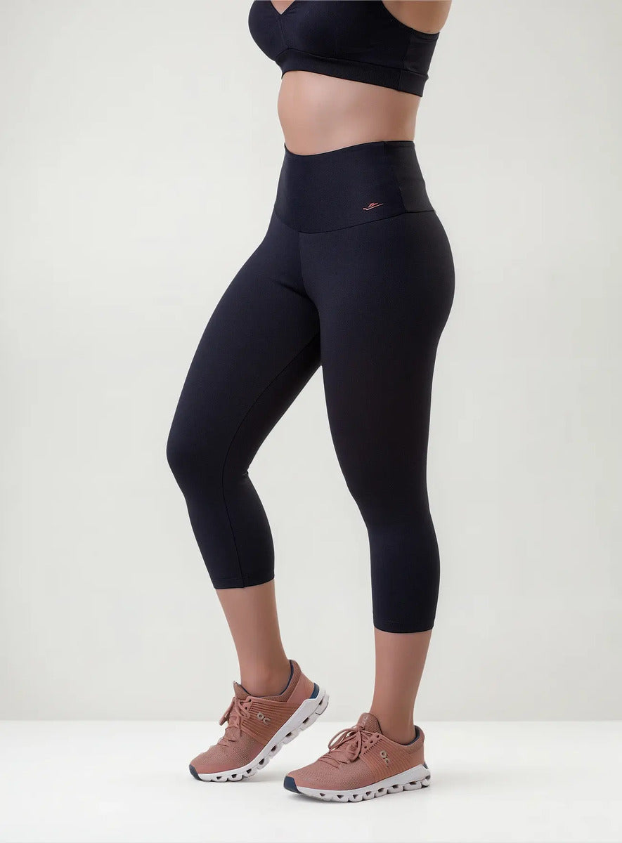 Calza 3/4 Dama Entrenamiento Fitness Elite - Negro 4xl