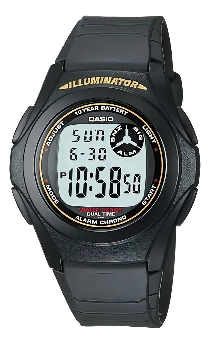 Reloj Casio F-200w-9a Digital Crono Alarm Led - Negro