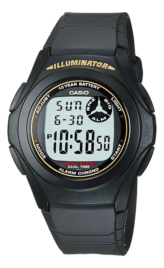 Reloj Casio F-200w-9a Digital Crono Alarm Led - Negro