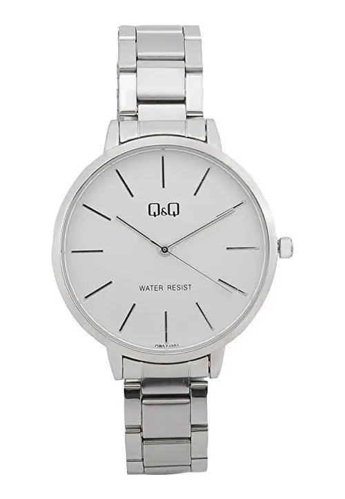Reloj Q&q Metal Dama 36mm Qb57j201y - Plateado Blanco