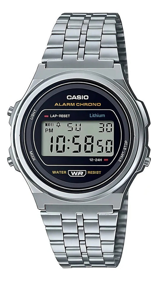 Reloj Casio Vintage A-171we-1a Alarma/cronometro/luz Plateado